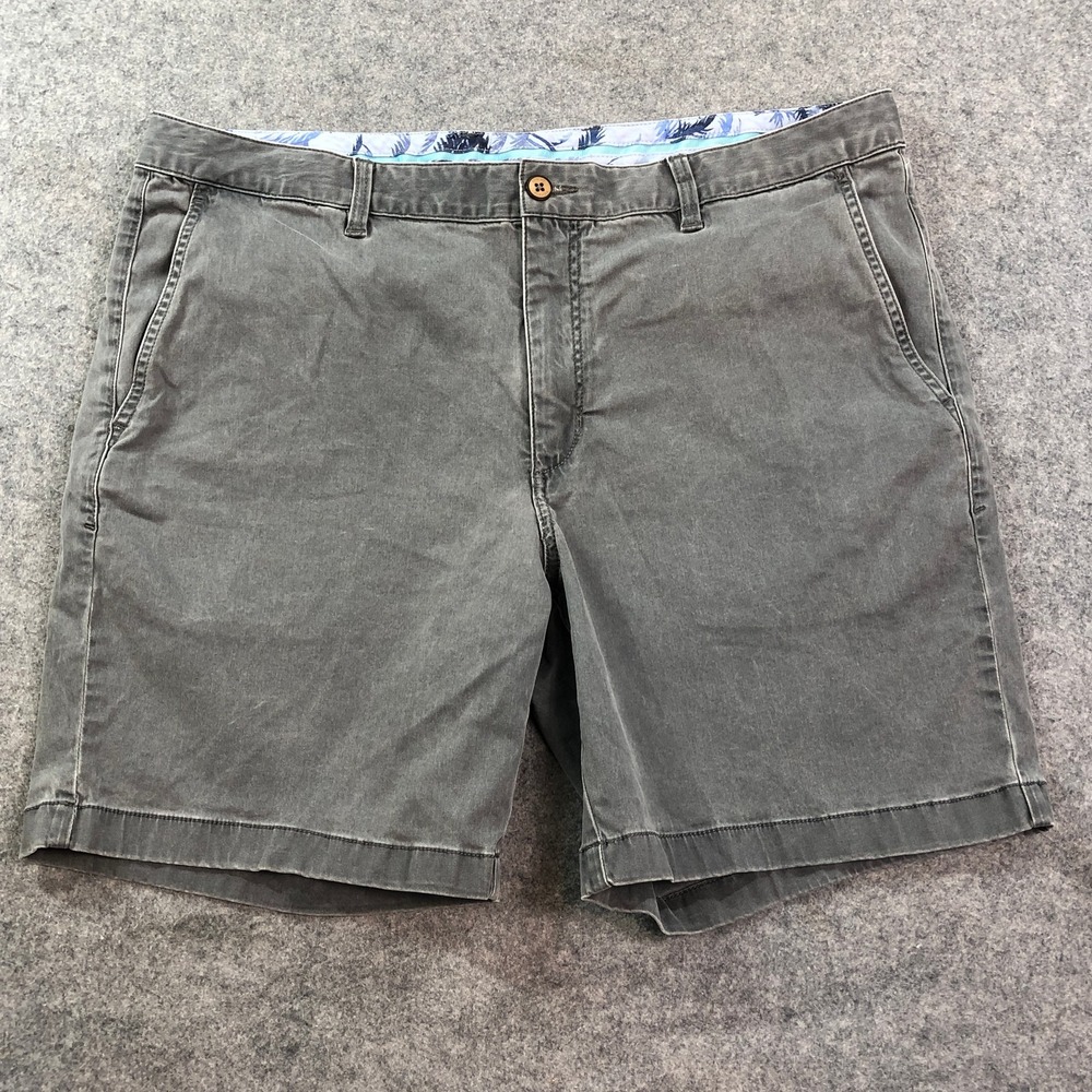 Tommy Bahama Mens Chino Shorts 38 Gray Tropical Waistband Casual Beach